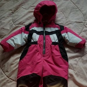 Pink black and white toddler snow suit